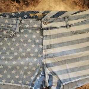 Blue Denim Star and Stripe Women's Shorts